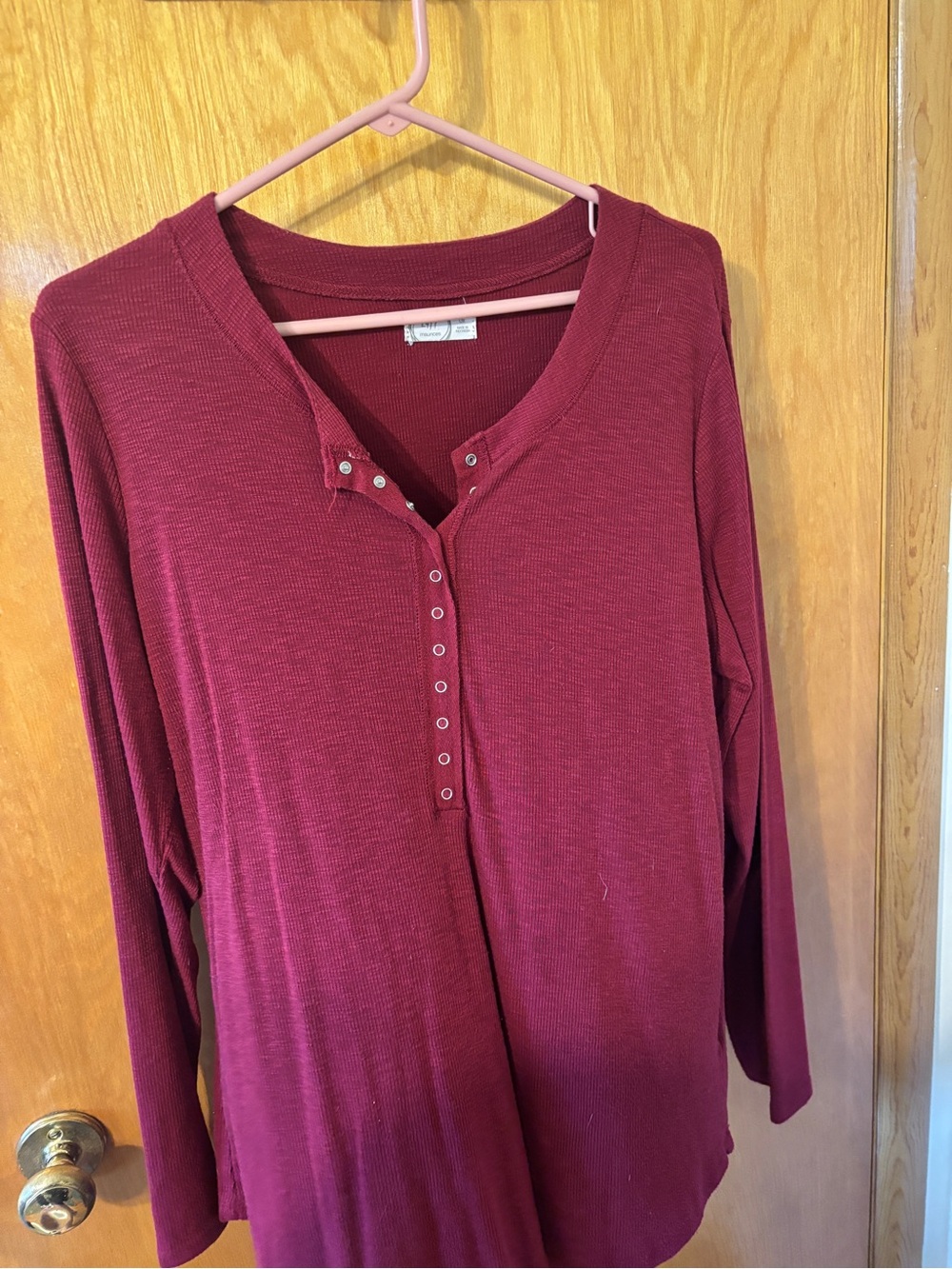 Maurices Women's Long-Sleeve Henley Top - Wine